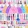 57 PCS Doll Clothes and Accessories 3 Wedding Gowns 3 Tops 3 Pants 3 Fashion Dresses 1 Evening Dresses 2 Swimsuits Bikini 6 Braces Skirt 10 Hangers 15 Shoes and 14 Accessories Toys for 11.5 inch Doll