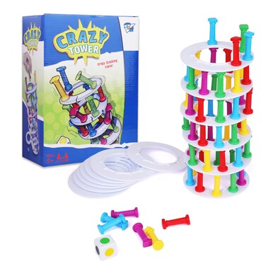 Point Games Crazy Tower - Stacking Tower Game with Fun Roman Column Design- Toppling Leaning Tower Toy with Dice - Developmental &amp; Interactive Puzzle, Test Stabilizing Skills- Ages 5+