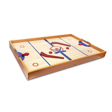 Point Games Tabletop Slap Shot Hockey Game, Super Durable Large Wooden Hockey Board with 2 Hockey Sticks and Pucks, Great Family Game for Ages 5+