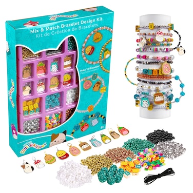 Fashion Angels Squishmallows Mix &amp; Match Bracelet Design Kit, Includes Assortment of Beads, Charms &amp; More, Makes 10+ Projects, Squishmallows Character Jewelry for Kids, Teen Girls &amp; Boys