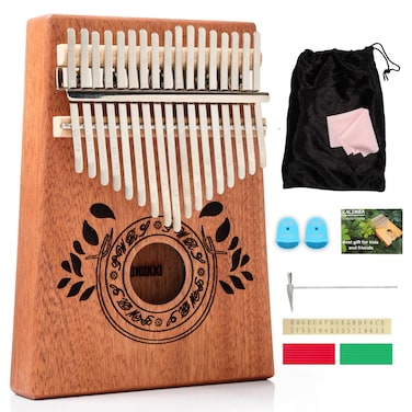 UNOKKI Kalimba 17 Key Thumb Piano, Portable Mahogany Mbira Finger Piano with Instruction, Carrying Bag, Tune Hammer, Holiday Gift for Kids &amp; Adults (Light Brown)
