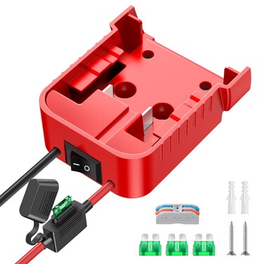 Power Wheels Adapter for Milwaukee M18 Battery Adapter 18V Power Wheels Battery Conversion Kit with Switch, Fuse &amp; Wire Terminals, 12AWG Wire, Power Connector for DIY Rc Car Toys and Robotics