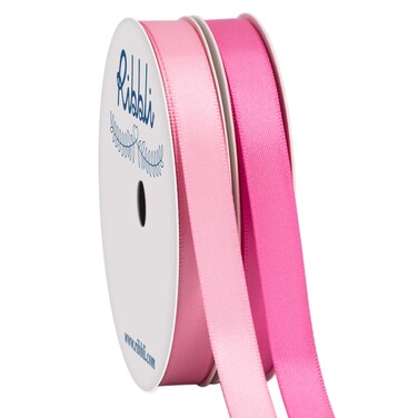 Ribbli 2 Rolls Satin Pink &amp; Hot Pink Craft Ribbon,Total 20 Yards,(Satin Pink 3/8-Inch x 10-Yard,Satin Hot Pink 3/8-Inch x 10-Yard)
