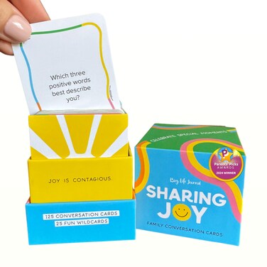 Big Life Journal Sharing Joy Family Conversation Cards - 150 cards that bring families closer together, put down the phones &amp; connect with family, meaningful talk, great for dinner table, road trips