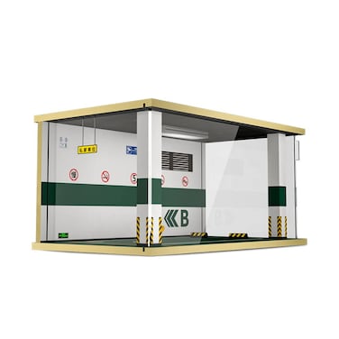 1/18 Scale Die-Cast Car Display Case with Realistic Garage Setup, Built-in Lighting, and Transparent Acrylic Frame