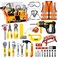 Deejoy Tool Set with Tool Box &amp; Electronic Toy Drill, Pretend Play Kids Construction Kits for Kids Ages 3-5 Years Old, Toddler Boy Toys(Orange)