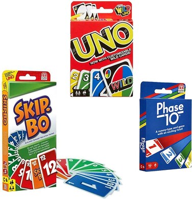 Mattel Card Game Set (Skip Bo, Uno &amp; Phase 10)