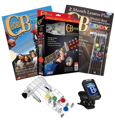 ChordBuddy Guitar Learning System, Teaching Aid with Lesson Plan, Songbook &amp; App Tuner, USA MADE Chord Buddy with True Tune Chromatic Tuner - Right Handed
