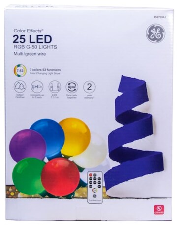GE Color Effects 25-Count Multi-function Color Changing LED String Lights 24-ft