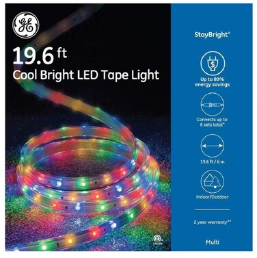 GE StayBright 240-Count 19.6-ft Constant Multicolor Integrated Led Plug-in Christmas Rope Lights with Clear Tubing 82155LO
