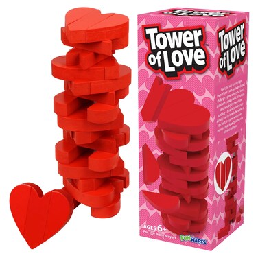 Funwares Wooden Blocks Stacking Game, Tumbling Tower and Balance Game, Family &amp; Party Fun, Game for Kids and Adults, Ages 6+,The Enchanting Heart-Shaped Wood Blocks Stacking Game
