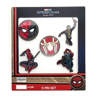 Marvel Studios: Spider-Man "No Way Home" Metal-based and Enamel 5 Lapel Pin Set Comes in an Officially Licensed Box (Amazon Exclusive)