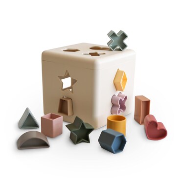 mushie Shape Sorting Box   Educational Learning Toy for Toddlers with 12 Shapes   Made in Denmark (10+ Months)
