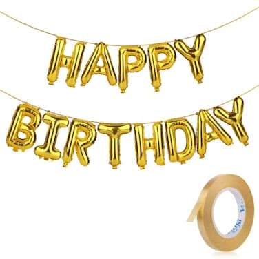 Mr. Pen- Happy Birthday Balloons, 14.5 inch, 15 pcs, Gold, Happy Birthday Banner, Happy Birthday Balloons Letters, Happy birthday Balloon Banner, Birthday Balloon, Happy Birthday Foil Balloon
