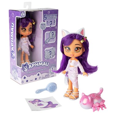 Aphmau Fashion Doll &amp; Accessories Mermaid, 5 Mystery Surprise Toys, Exclusive Glitter MeeMeows Mini Figure, Official Merch