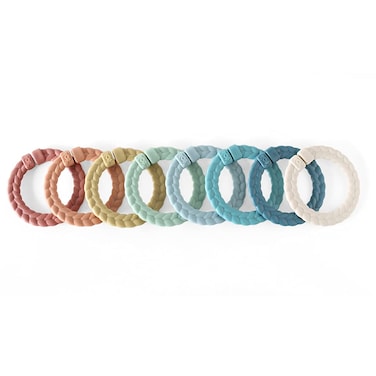 Itzy Ritzy Linking Ring Set; Set of 8 Braided, Rainbow-Colored Versatile Linking Rings; Attach to Baby's Car Seat, Stroller &amp; Activity Gym to Keep Toys Nearby; Rainbow