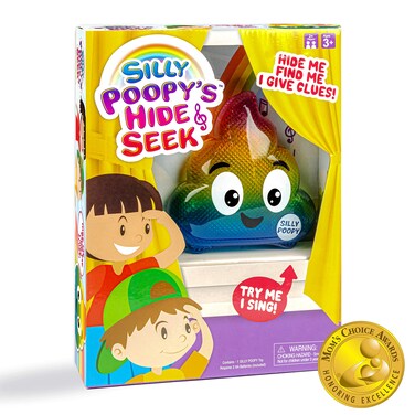 Silly Poopy's Hide &amp; Seek by Relatable, The Talking, Singing, Rainbow Hide &amp; Seek Toy, Stocking Stuffers for Toddlers, Hide and Seek Games, Includes 1 Toy and 2 AA Batteries