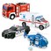 JOYIN 4 Packs Emergency Vehicle Toy Playsets, Friction Powered Vehicles with Light and Sound, Including Fire Truck, Ambulance, Play Police Car and Helicopter, Christmas Toddler Kids Boys Gifts