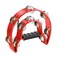Flexzion Tambourine Metal Half Moon Musical Instruments Double Row Metal Jingles Hand Held Instruments Percussion with Ergonomic Handle Grip, Tambourines for Adults Church, Red