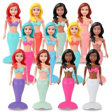 Mermaid Bath Toys for Toddlers Kids Girls - Princess Wind Up Tail Flap Floating Water Bathtub Toys, Swimming Pool Bathing Time Fun (6 Pack)