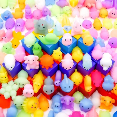 LENYOQIN 100 Pcs Kawaii Squishies, Mochi Squishy Toys for Kids Party Favors, Mini Sensory Stress Relief Goodie Bags Novelty Toy, Classroom Prizes , Christmas Stocking, Birthday/Xmas Gifts (Random)