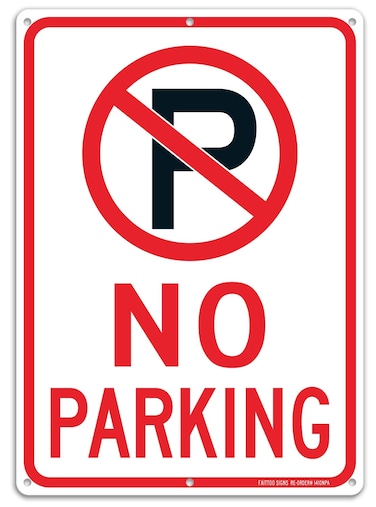 No Parking Sign With Symbol Sign, 14 x 10 Inches Reflective .40 Rust Free Aluminum, UV Protected, Weather Resistant, Waterproof, Durable Ink, Easy To Mount