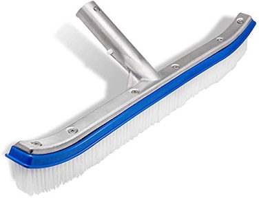 Swimming Pool Wall &amp; Tile Brush,18" Heavy Duty Vinyl Polished Aluminum Back Cleaning Brush Head Designed for Cleans Walls, Tiles &amp; Floors, Nylon Bristles Brush Head with EZ Clips (Pole not Included)