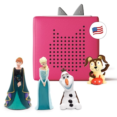 Toniebox Audio Player Starter Set with Elsa, Anna, Olaf, and Playtime Puppy - Listen, Learn, and Play with One Huggable Little Box for 3+years- Pink