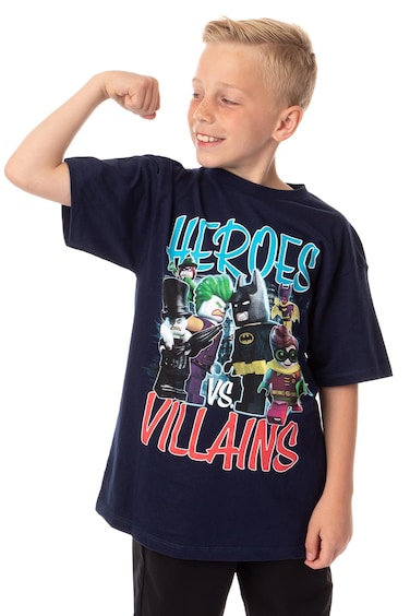 Lego Batman The Movie Boys Heroes Vs. Villains Character T-Shirt (Large) Navy Blue
