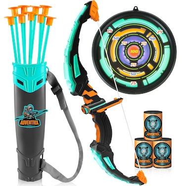 JOYIN Kids Bow and Arrow Set, LED Light Up Archery Toy Set with 9 Suction Cup Arrows, Target &amp; Arrow Case, Indoor and Outdoor Hunting Play Gift Toys for Kids, Boys &amp; Girls Ages 3-12
