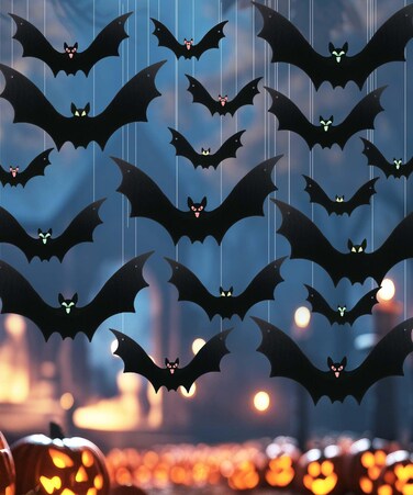 Mr. Pen Halloween Decoration Hanging Bats, 3 Sizes, 18 pcs, Outdoor Hanging Bats, Halloween