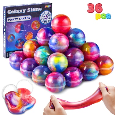 JOYIN Slime Party Favors, 36 Pack Galaxy Slime Ball - Stretchy, Non-Sticky, Mess-Free, Stress Relief, and Safe for Girls and Boys - Classroom Reward, Valentine's Day Party Supplies