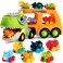 JOYIN Dinosaur Truck Toys for Kids, Kids Toys Boys Age 3 4 5, Dinosaur Car Carrier Truck Toy with 6 Rubber Car Vehicles, Toddler Birthday Gifts with Music &amp; Lights for 3 4 5 Year Old Boys