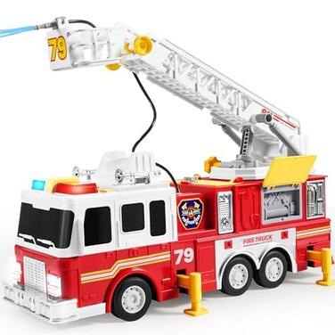 JOYIN Extra Large Fire Truck Toys for Boys Girls with 33-inch Ladder, Lights, Realistic Sirens &amp; Button, Big Firetruck Engine for Toddlers 3+, Christmas Birthday Gift