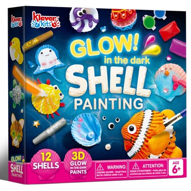Klever Kits 12 Kids Sea Shell Painting Kit-Glow in The Dark-Arts &amp; Crafts for Boys and Girls Ages 6-12, Art Supplies, Kids Craft Paint Kits, Creative Art Toys for Birthday Party Gift