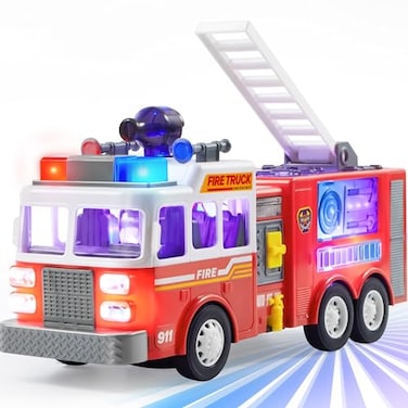 JOYIN LED Fire Truck Toy for Toddlers - LED Projections &amp; Sirens, Bump and Go Fire Engine Trucks with Mode Switch &amp; Volume Control, Boys&amp;Girls Firetruck, Kids Birthday