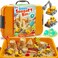 Klever Kits Construction Sensory Bin for Toddlers with Glow in The Dark Stones, Sandbox with Lid Castle Building kit, Preschool Learning Activities Gifts for Boys Girls Age 3+