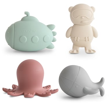 mushie Sealife Bath Toys Play Set for Toddlers   100% Food Grade Silicone   Mold Free, Pack of 4