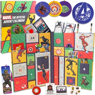 Marvel Christmas 2025 Advent Calendar: 25 Day Pop-Up Avengers Decorations of Iron Man, Spiderman, More   Superhero Holiday Set
