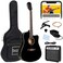 Best Choice Products Beginner Acoustic Electric Guitar Starter Set w/ 41in, All Wood Cutaway Design, Case, Strap, Picks - Black