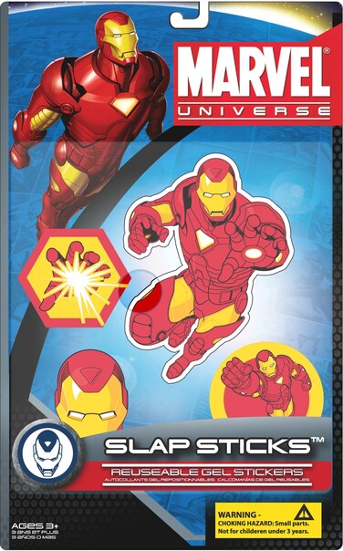 Marvel Slap Sticks Iron Man Reusbale Gel Stickers, 5-Inch Character and 3 2-1/2-Inch Icons