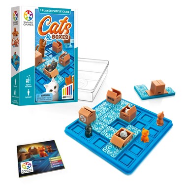 SmartGames Cats &amp; Boxes Travel Game with 60 Challenges for Ages 7-Adult