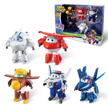 Super Wings - 5" Transforming 5-Pack Jett, Paul, Todd, Astra and Agent Chase   Airplane Toys Action Figures   Preschool Toy Plane for 3 4 5 Year Old Boys and Girls   Birthday Gifts for Kids , Red