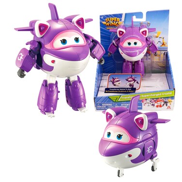 Super Wings - 5'' Transforming Supercharged Crystal Airplane Toys Action Figure   Season 4   Airplane to Robot   Birthday Gift for 3 4 5 year old Boys and Girls   Toy Plane Vehicle for Kids, Blue