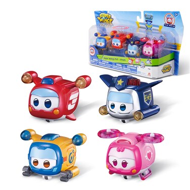 Super Wings Toys, 4 PCS Super Pet Sets, Glow and Face-Changing Transformer Toys Jett Donnie Paul Dizzy Pet, Stacking Toys for Toddlers Kids 3 4 5 6 7 Year Old