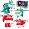 Super Wings Transformer Toys, 5 in Jett and Tino Dinosaur Airplane Transformer Figures Toys Set, 2 in 1 Mode Rescue Bots Toys for 3-5 Year Old Boys Girls, Fun Plane Toys for Toddlers Kids Age 3 4 5 6