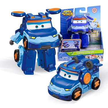 Super Wings Transformer Toys 5" Action Figure Supercharged Tobot Leo, 3 in 1 Rescue Bots Transforming Airplane Car Robot Toys, Educational Toys for Boys and Girls Age 3+, Gifts for Preschool Kids, Leo
