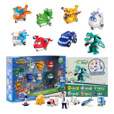 Super Wings 15-Pack Transformer Toys 2 inch Airplane Robot Mini Action Figures with Real Mobile Wheels for Kids 3 4 5 6 7 8+ Birthday Party Supplies for Preschool Boys and Girls
