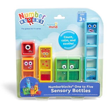 hand2mind Numberblocks One to Five Sensory Bottles, Number Toys, Toddler Counting Toys, Math Fidget Toys for Classroom, Calming Toys for Kids, Calm Down Corner Supplies, Social Emotional Learning