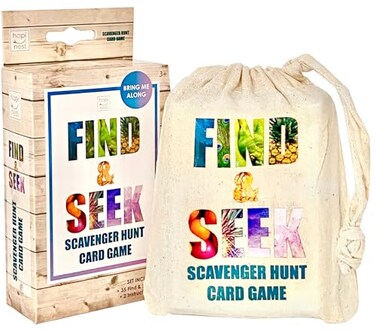 Hapinest Find and Seek Scavenger Hunt Card Game, Indoor Outdoor Activities for Kids Toddler &amp; Family, Beach Camping Travel Car Games for Road Trips, Kids Scavenger Hunt Game Age 3 4 5 6 Years Old &amp; Up